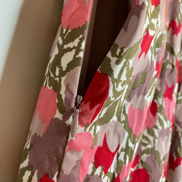 Boden Floral Tulip Midi Dress Scoop Neck Cap Sleeves Side Zip Fully Lined US 6P - Picture 7 of 15